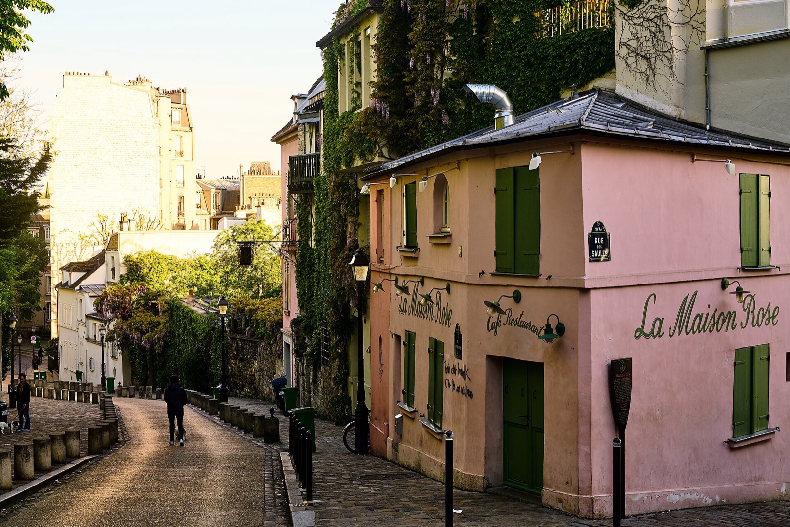 A cobbled lane in Montmartre by La Maison Rose