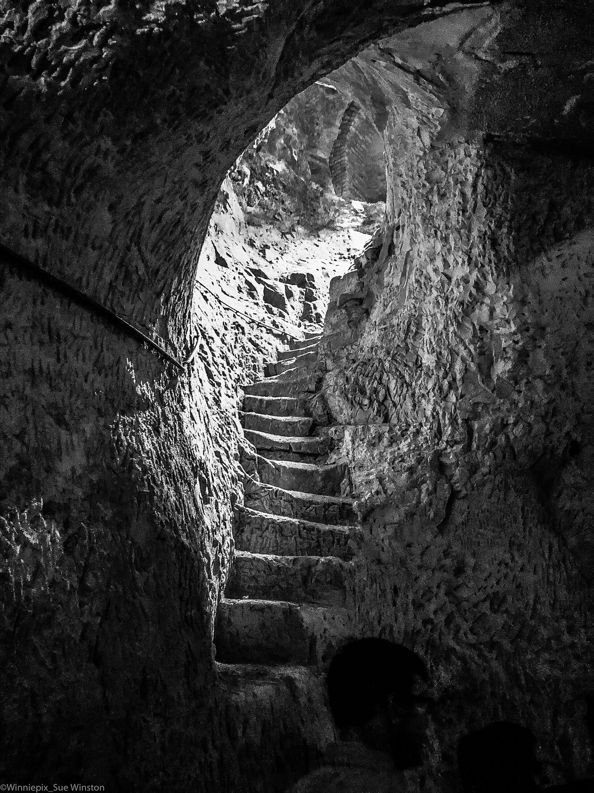 The original stairway into the Ruinart chalk cellars